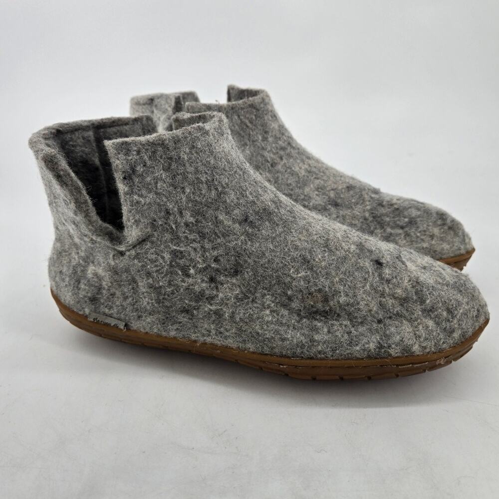 Glerups Light Gray Felted Wool Boot Rubber Sole Slipper Sz 38 US Sz 7.5